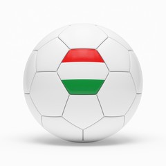Obraz premium 3d rendering of soccer ball with Hungary flag isolated on a white background