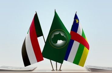Flags of Sudan African Union and Central African Republic