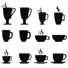 Coffee cup set on white background, vector illustration 