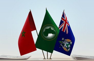 Flags of Morocco African Union and Ascension Island