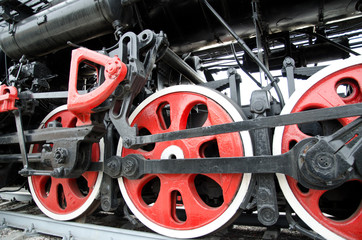 driving wheels vintage, retro locomotive. USSR. Russia