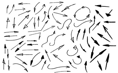 Isolated vector hand drawn arrows set on a white background