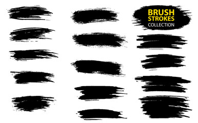Vector large set different grunge brush strokes.