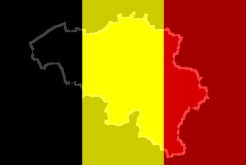 Illustration of a Belgian flag with a contour of border
