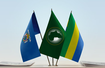 Flags of Melilla African Union and Gabon