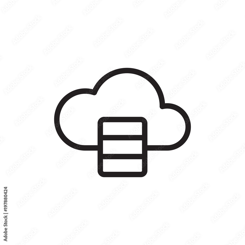 Aufkleber cloud database outlined vector icon. modern simple isolated sign. pixel perfect vector illustration 