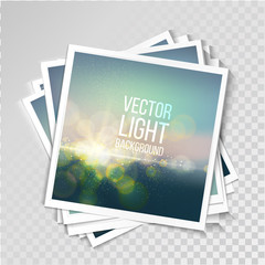 Photo frame on a transparent background with blurred images. Vector illustration.EPS10