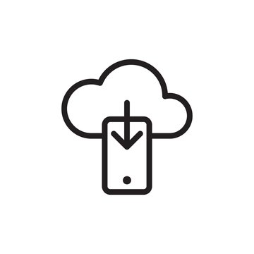 download cload to phone outlined vector icon. Modern simple isolated sign. Pixel perfect vector  illustration for logo, website, mobile app and other designs