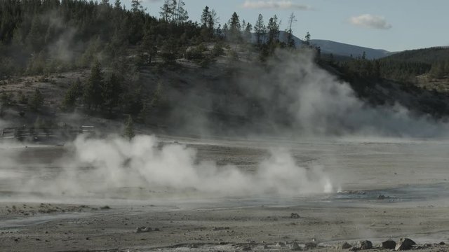 Steaming soil in Yellowstone National Park