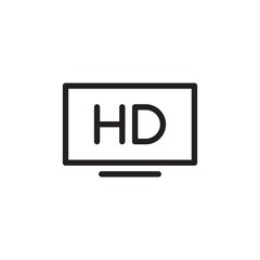 hd tv, hd quality outlined vector icon. Modern simple isolated sign. Pixel perfect vector  illustration for logo, website, mobile app and other designs