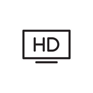 hd tv, hd quality outlined vector icon. Modern simple isolated sign. Pixel perfect vector  illustration for logo, website, mobile app and other designs