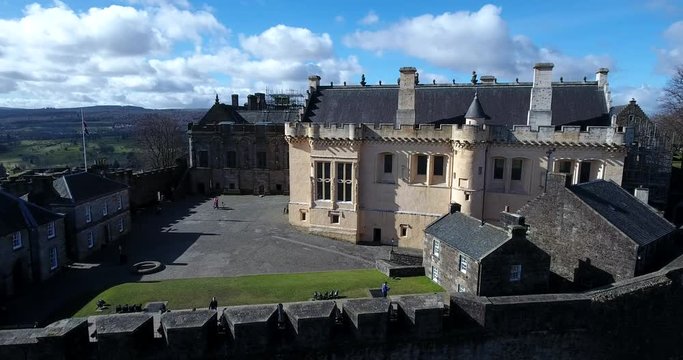 Aerial footage of Stirling Castle.  Ascending.