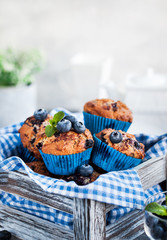 Fresh homemade delicious blueberry muffins
