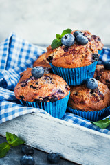 Fresh homemade delicious blueberry muffins