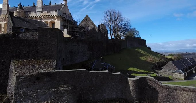 Aerial footage of Stirling Castle.  Ascending.