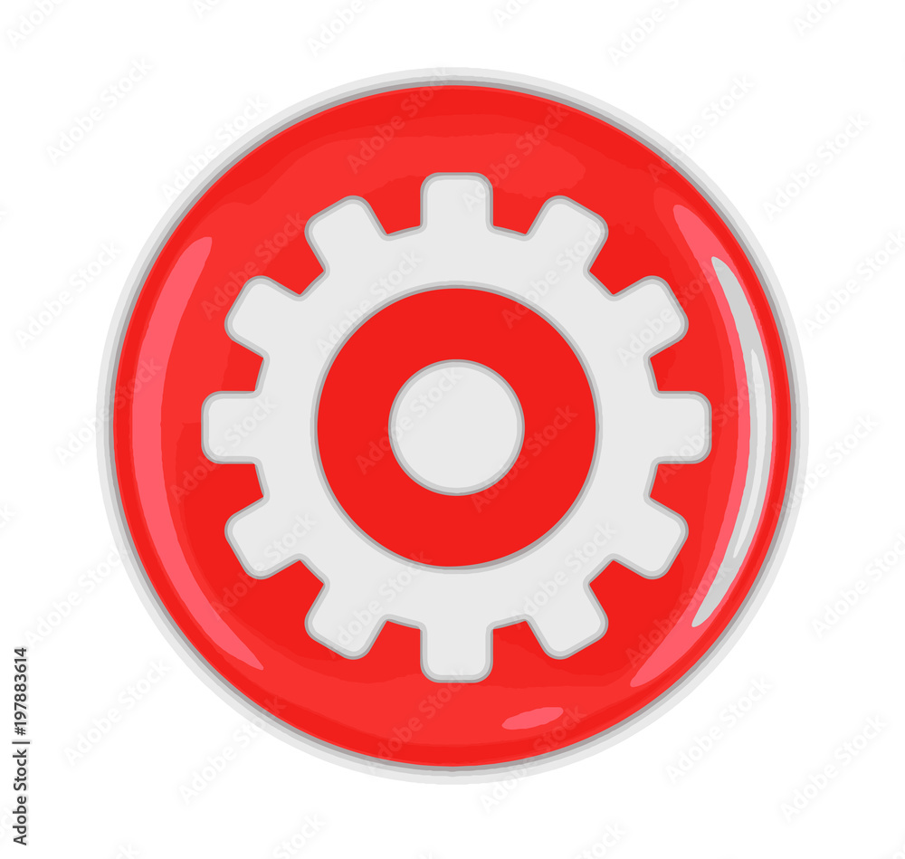 Poster button with gear. image with clipping path