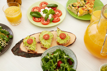 Tapas, juice and salad