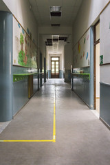 Internal room of old and abandoned devastated school, ready for renovation
