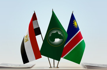 Flags of Egypt African Union and Namibia