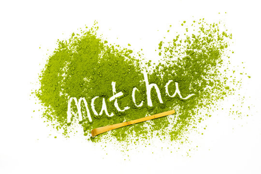 Fototapeta Word matcha made of powdered matcha green tea