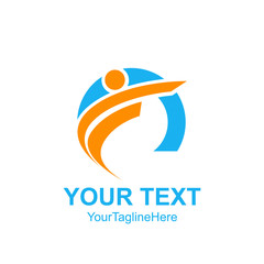 Initial letter F logo template colored orange green circle man design for business and company identity