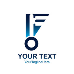 Initial letter F logo template colored blue key hole design for business and company identity