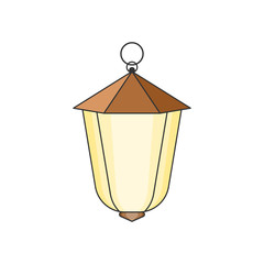 Suspended street lamp. Easy to edit and change color. Isolated vector. Illustration on white background