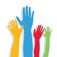 hands of different colors. cultural and ethnic diversity, vector illustration