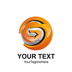 Fototapeta premium Initial letter G logo template colored orange circle sphere arrow globe design for business and company identity
