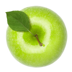 Green juicy apple isolated on white background, clipping path