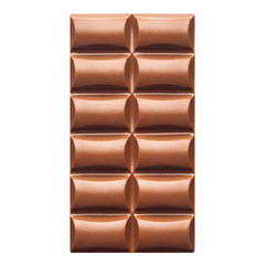 Milk chocolate bar, clipping path, isolated on white background