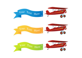 Set of flying aircraft . Airplane with banner ,vector © Aliaksandr
