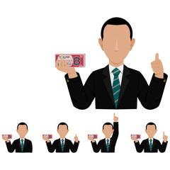 An investor with the bundle of Baht banknote on transparent background
