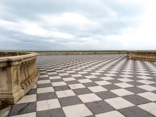 Fototapeta premium Mascagni Terrace in Livorno at sunset before the storm. Cloudly day. January, 2018