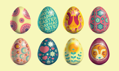 Colourful Easter Eggs on cream background