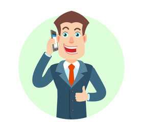 Businessman raised a hand in greeting