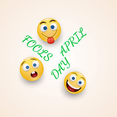 April fool's day card - crazy facial expression on yellow background - April fool's design template