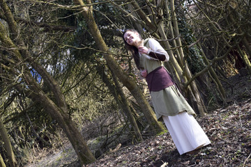 pretty smiling celtic woman with drinking horn