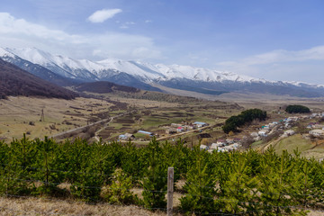 Fototapeta na wymiar Above view of Lermontovo village in the Lori Province of Armenia