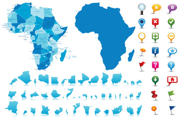 Fototapeta na wymiar Africa-highly detailed map.All elements are separated in editable layers clearly labeled. Vector