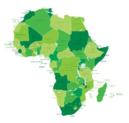 Africa-highly detailed map.All elements are separated in editable layers clearly labeled. Vector 