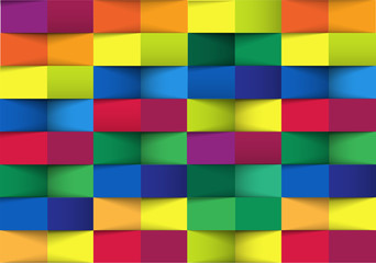 Abstract 3d colorful geometric background. Multicolored seamless texture with shadow. Origami paper style. Simple clean realistic background texture. 3D Vector interior wall panel pattern. EPS10