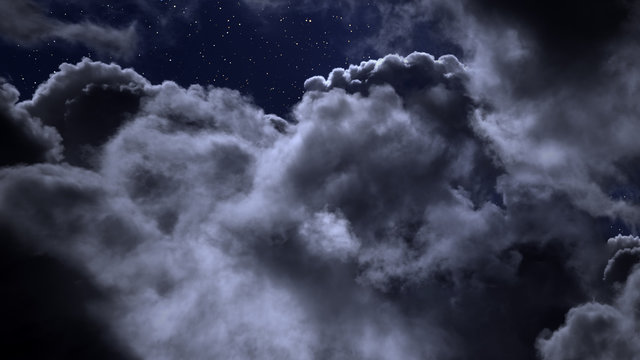 Cloudy night with stars