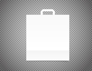 White paper craft bag on transparent background vector illustration