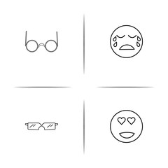 Emoticons simple linear icons set. Outlined vector icons
