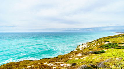 The beautiful Coastline of False Bay along Baden Powell Drive between Macassar and Muizenberg near Cape Town, South Africa