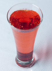 A glass of Fresh Red Cherry Juice close up