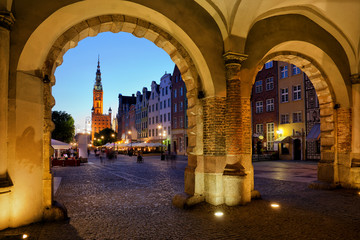Evening in Old Town of Gdansk in Poland