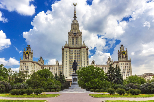 View of Moscow State University on a beautiful summer day.