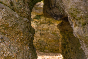 a little cave with heavy stones